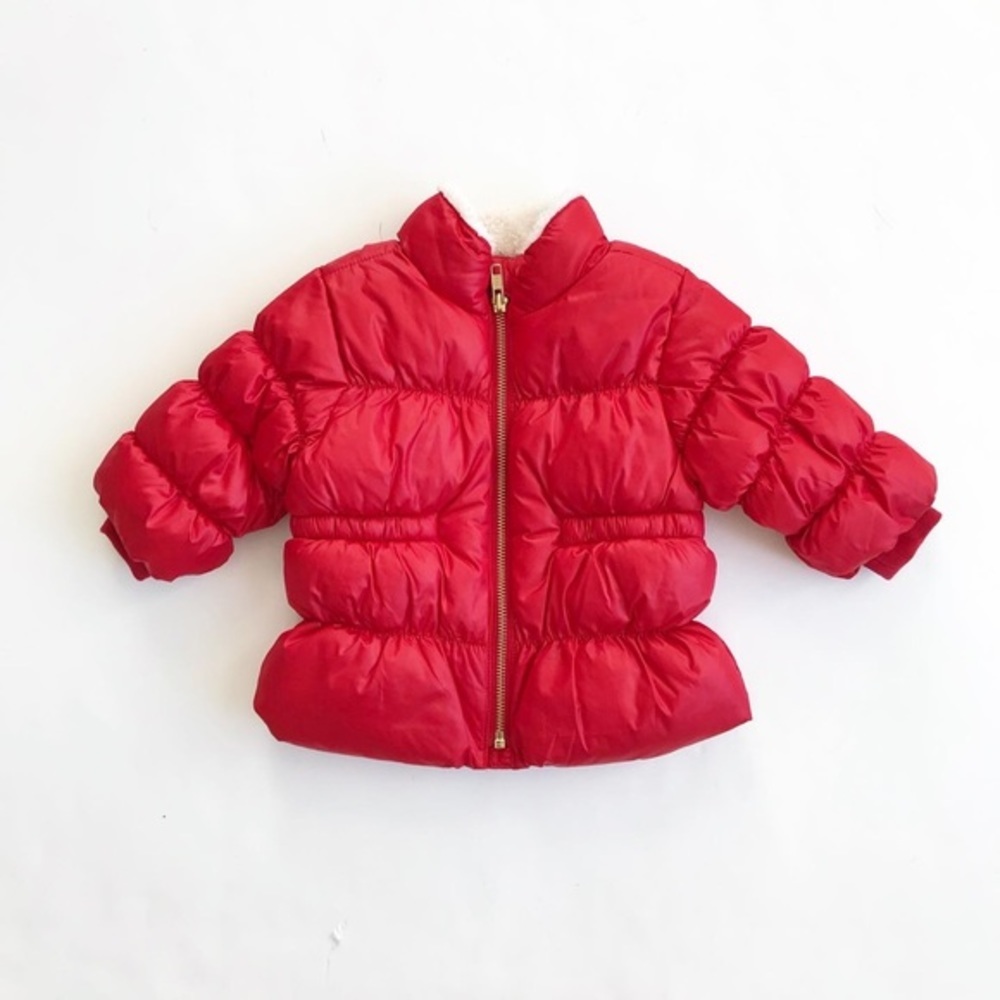 Old Navy red puffer coat EUC 3-6 months